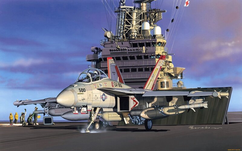 F-14 Tomcat on Aircraft Carrier — Gray, Dramatic, Sunset