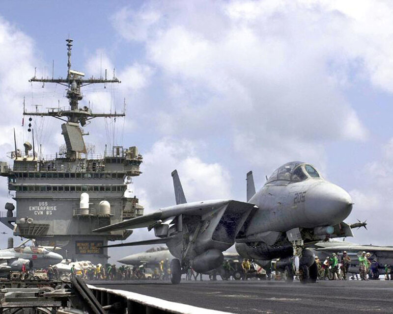 F-14 Tomcat on Aircraft Carrier — Gray, Dramatic
