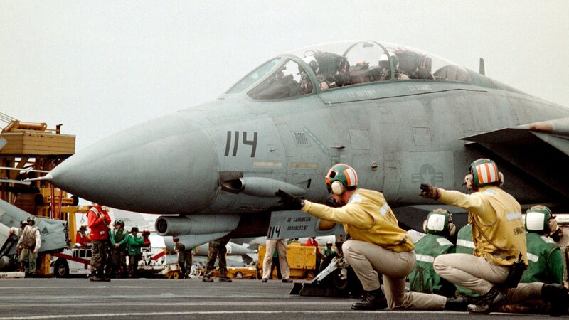 F-14 Tomcat on Aircraft Carrier — Gray
