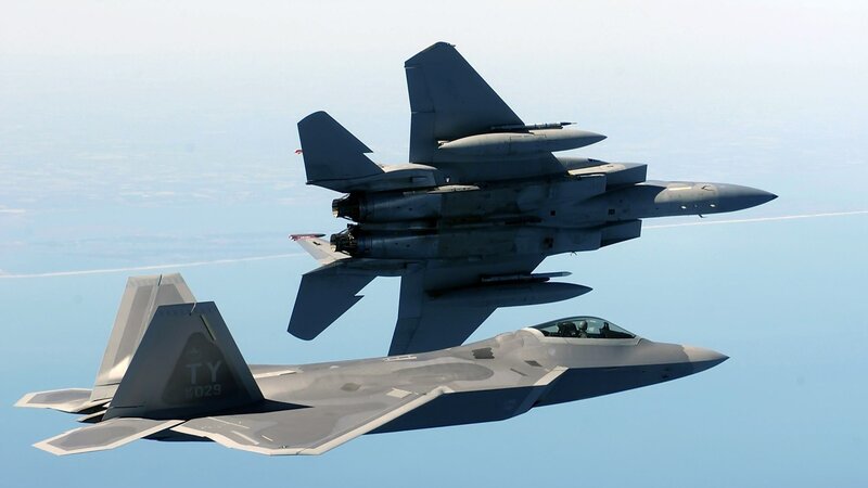 F-15 and F-22 Fighter Jets — Gray