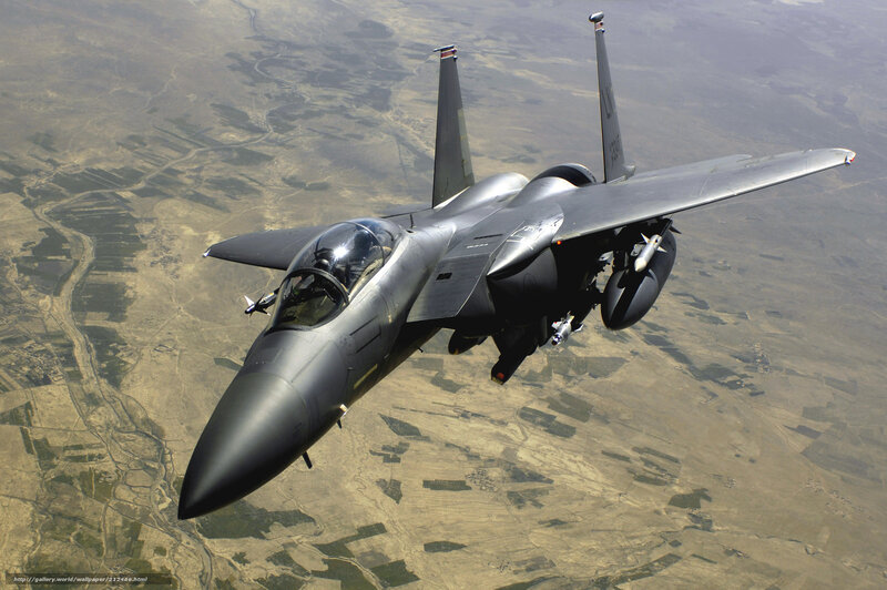 F-15 Eagle Fighter Jet — Gray, Aerial, Photograph