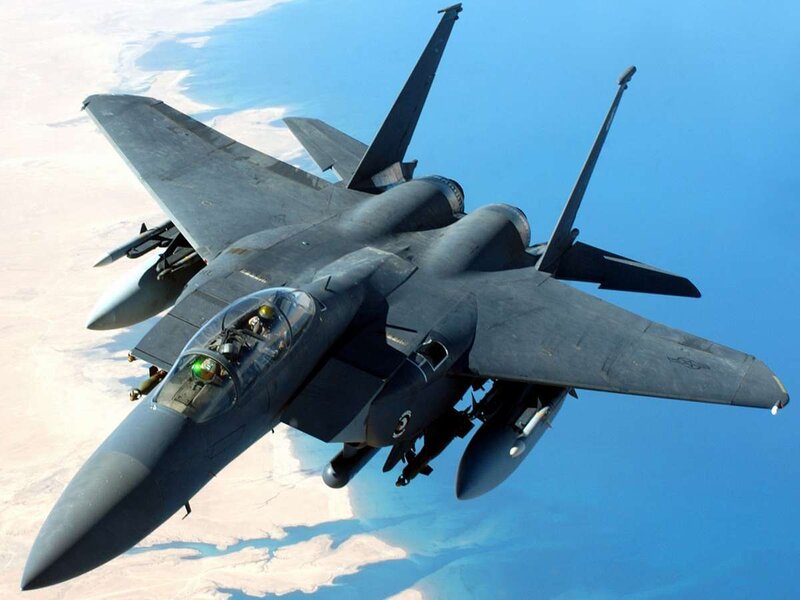 F-15 Eagle Fighter Jet — Gray, Aerial