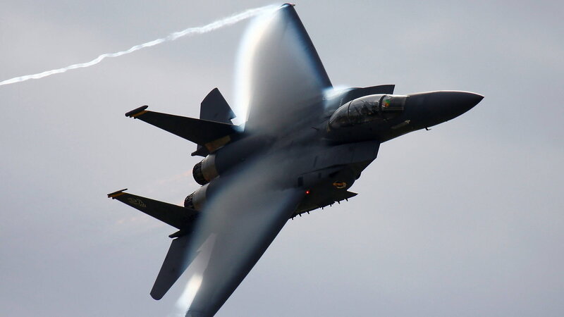F-15 Eagle Fighter Jet — Gray, Dramatic, Photograph, Cloud