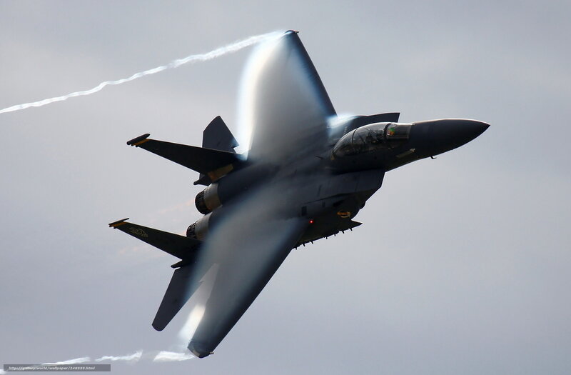 F-15 Eagle Fighter Jet — Gray, Dramatic, Photograph, Clouds, Smoke Trails