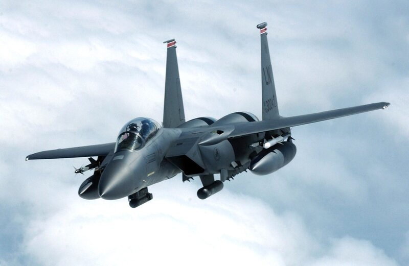 F-15 Eagle Fighter Jet — Gray, Dramatic, Photograph, Clouds