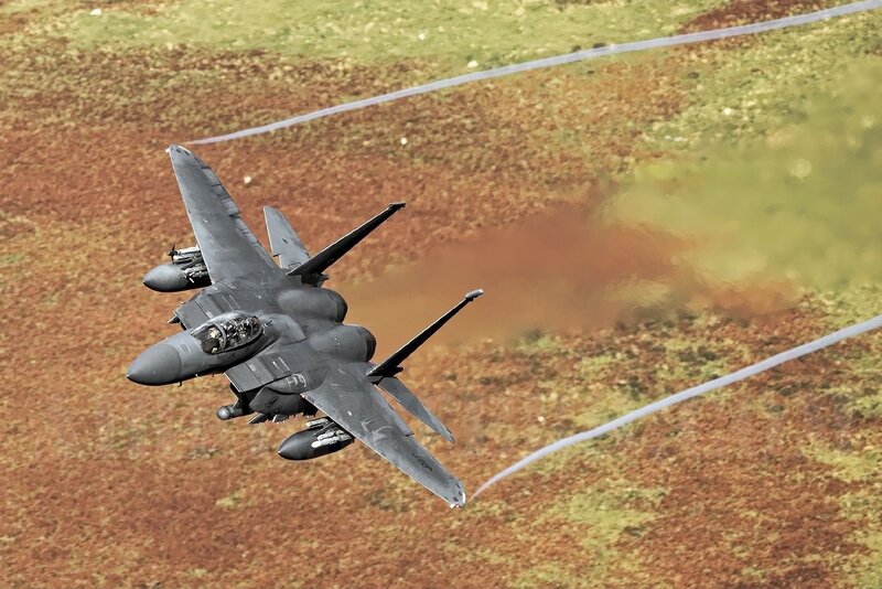 F-15 Eagle Fighter Jet — Gray, Dynamic, Afternoon, Photograph, Aircraft
