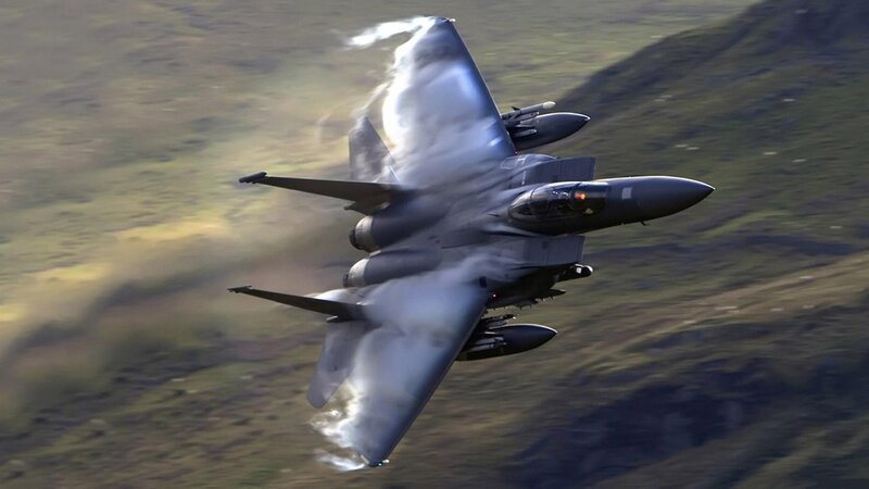 F-15 Eagle Fighter Jet — Gray, Dynamic, Afternoon, Photograph