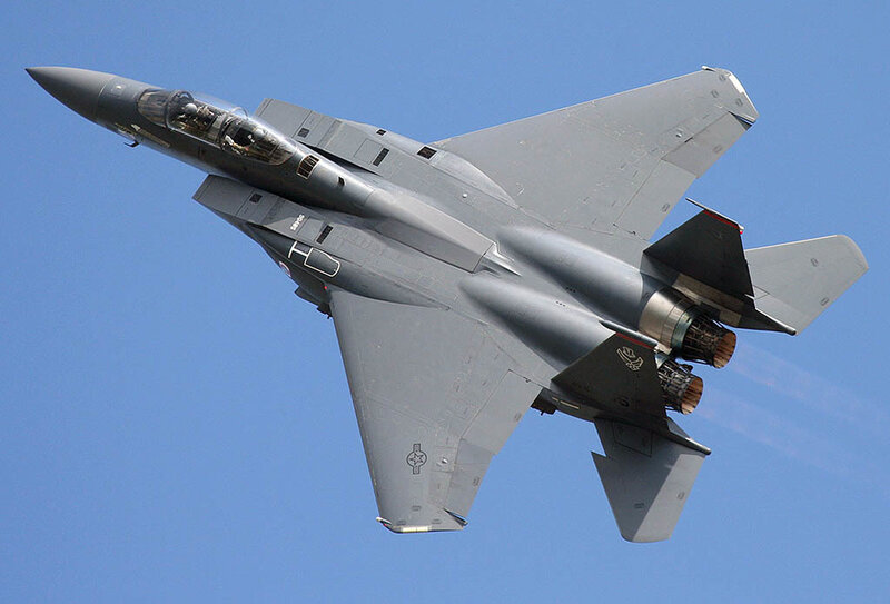 F-15 Eagle Fighter Jet — Gray, Dynamic, Afternoon