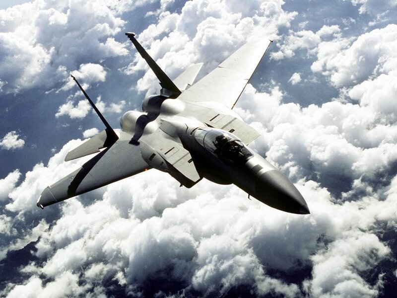 F-15 Eagle Fighter Jet — White, Dramatic, Photograph
