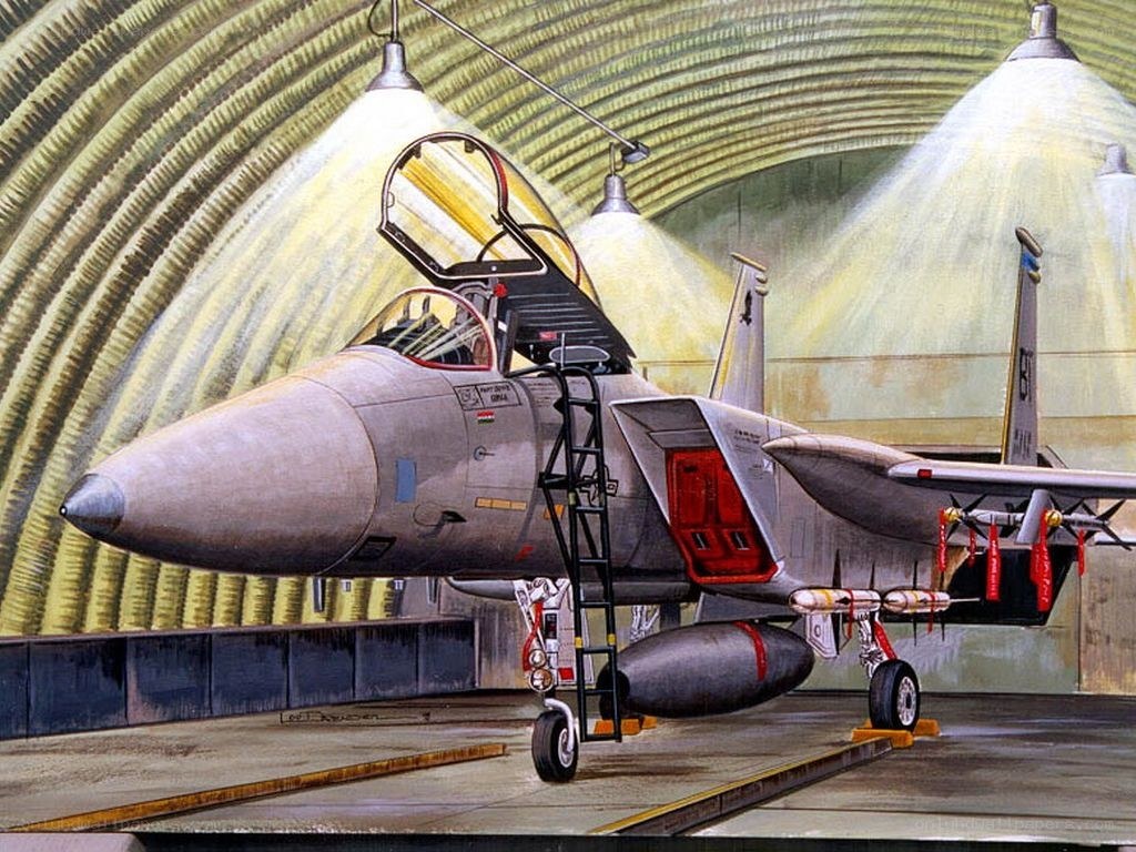 F-15 Eagle in hangar