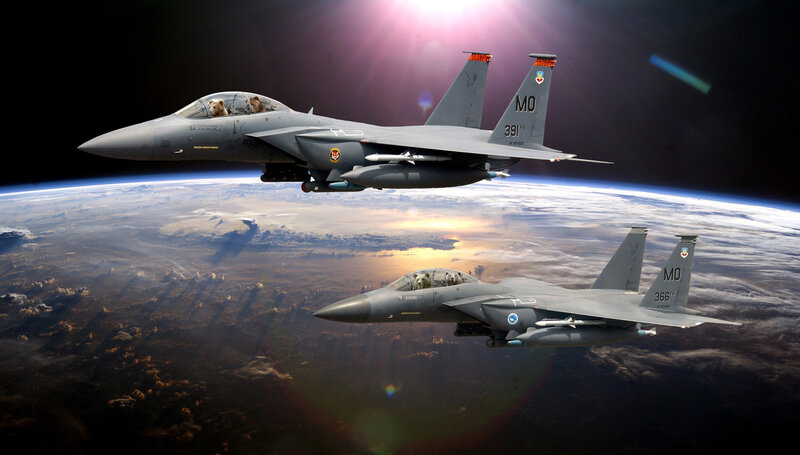 F-15 Eagles in orbit