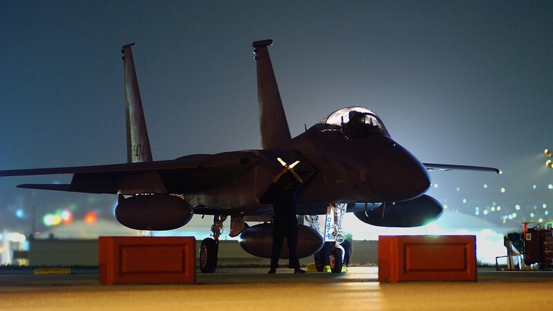F-15 Fighter Jet — Black, Dramatic