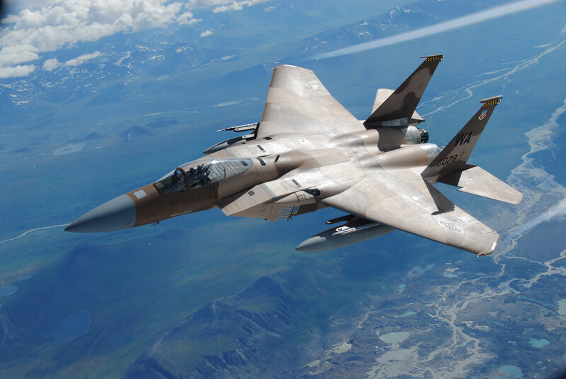 F-15 Fighter Jet — Blue, Aerial