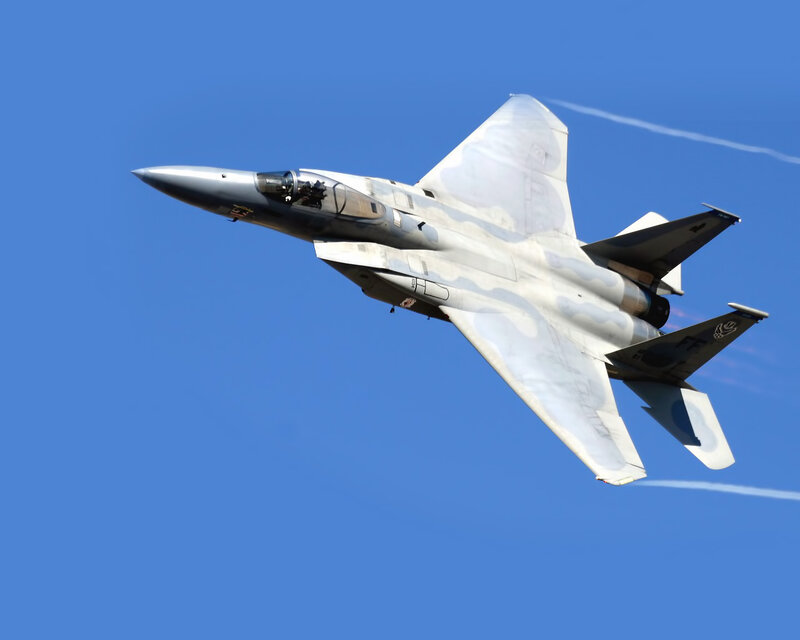 F-15 Fighter Jet — Blue, Dynamic, Afternoon, Photograph, Sky