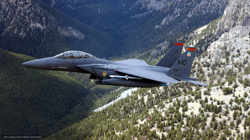 F-15 Fighter Jet — Gray, Dramatic, Afternoon, Photograph, Mountains, Forest