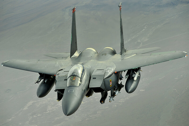 F-15 Fighter Jet — Gray, Dramatic, Photograph, Aircraft, Weapons, Clouds