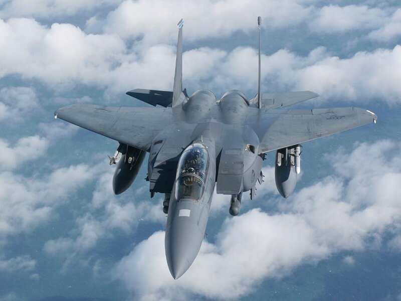 F-15 Fighter Jet — Gray, Dramatic, Photograph, Clouds, Sky