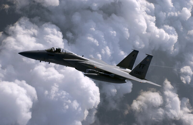 F-15 Fighter Jet — Gray, Dramatic, Photograph