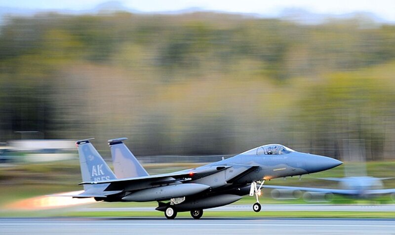 F-15 Fighter Jet — Gray, Dynamic, Morning