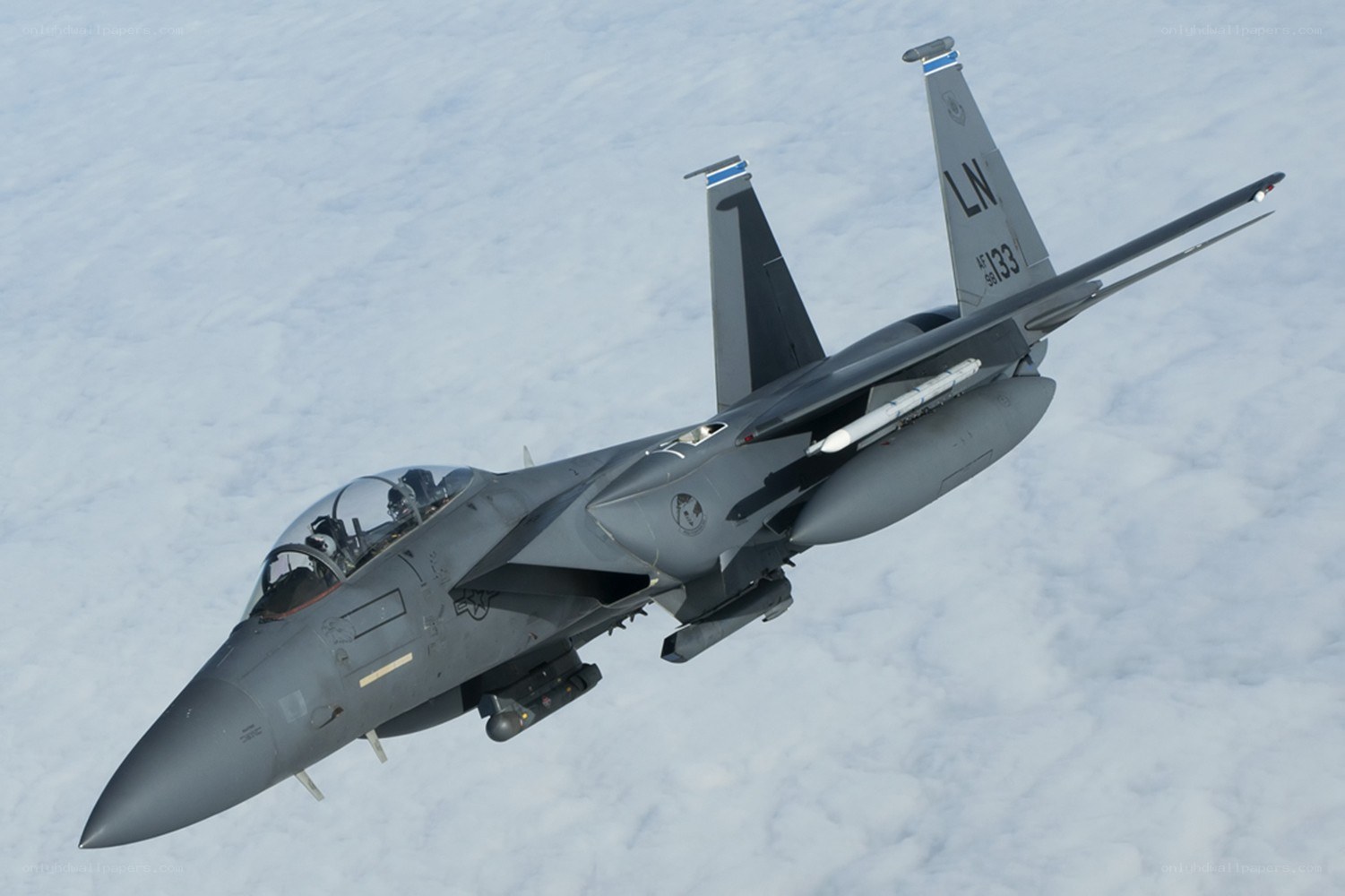 F-15 fighter jet in flight