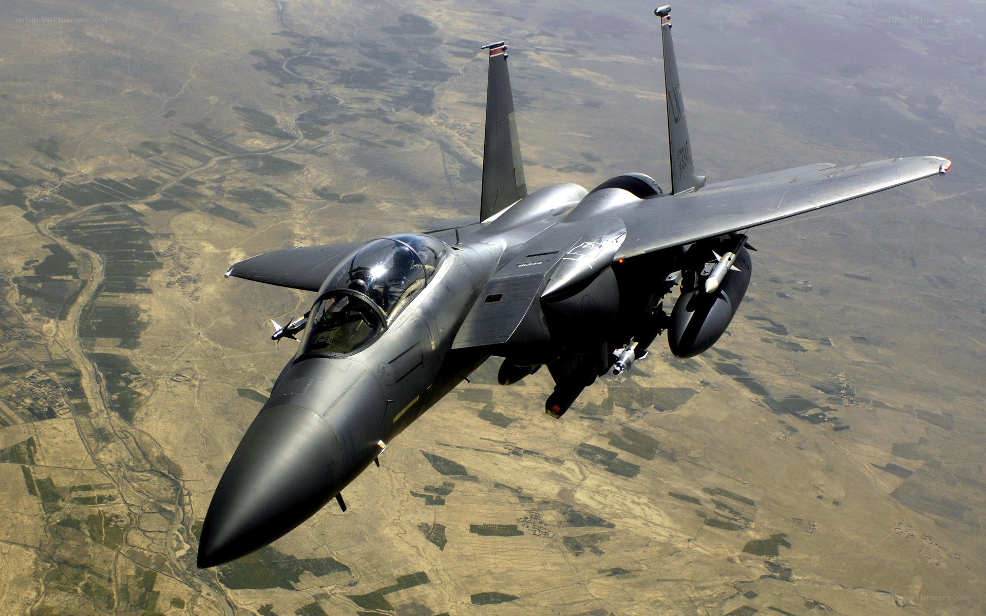 F-15 fighter jet in flight