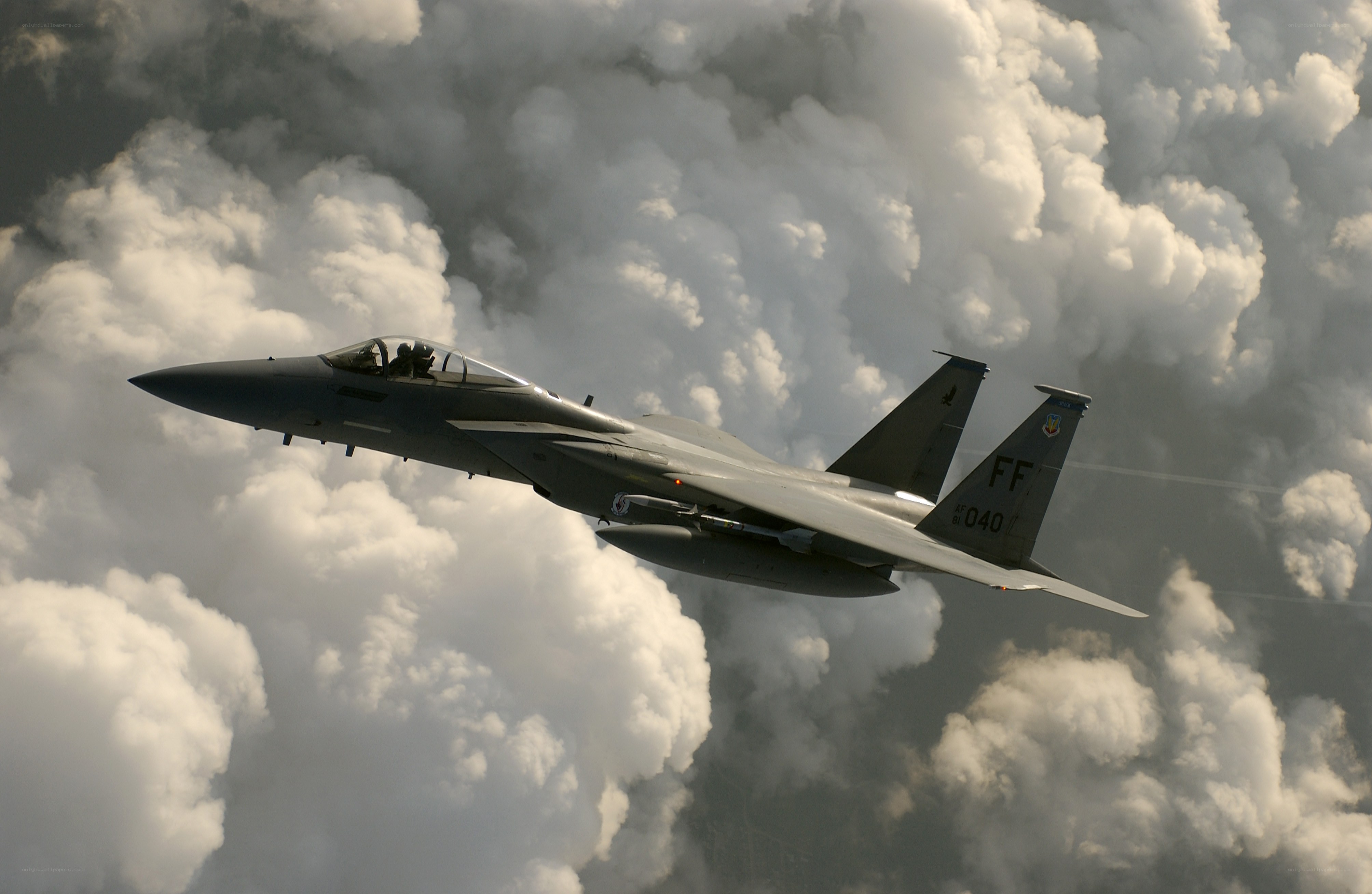 F-15 fighter jet in flight
