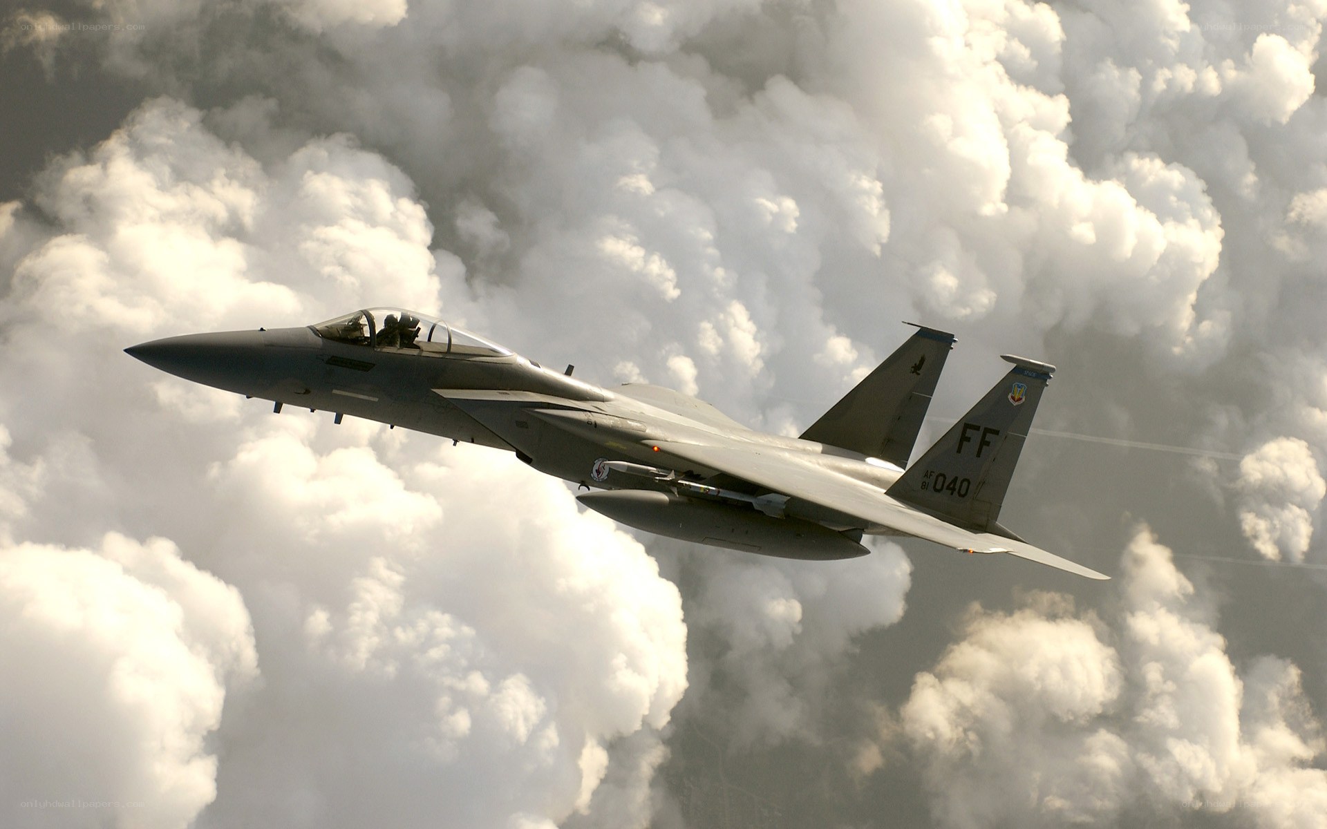 F-15 fighter jet in flight