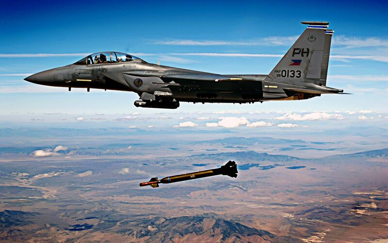 F-15 fighter jet in flight