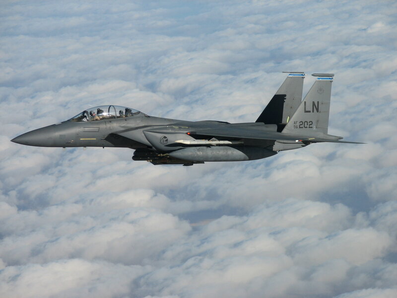 F-15 fighter jet in flight