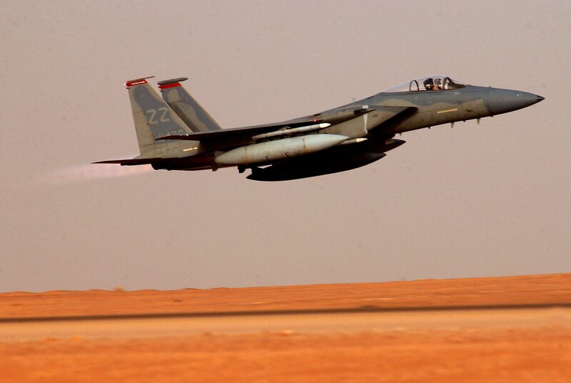 F-15 fighter jet in flight