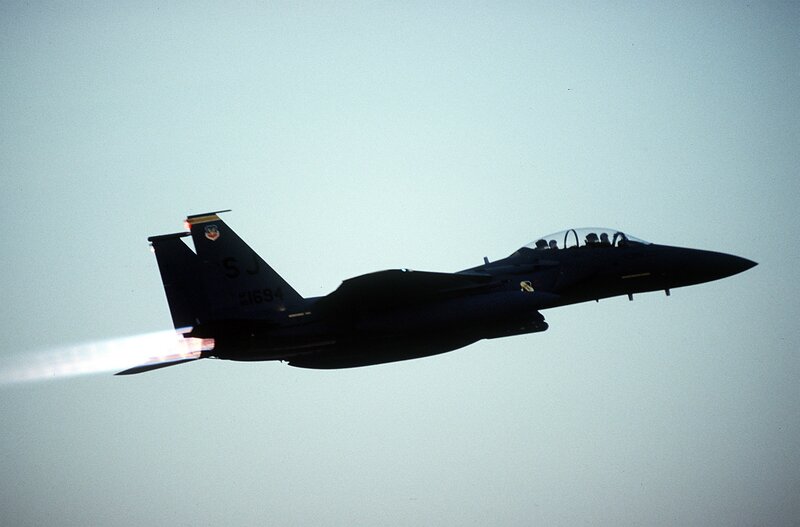 F-15 fighter jet in flight