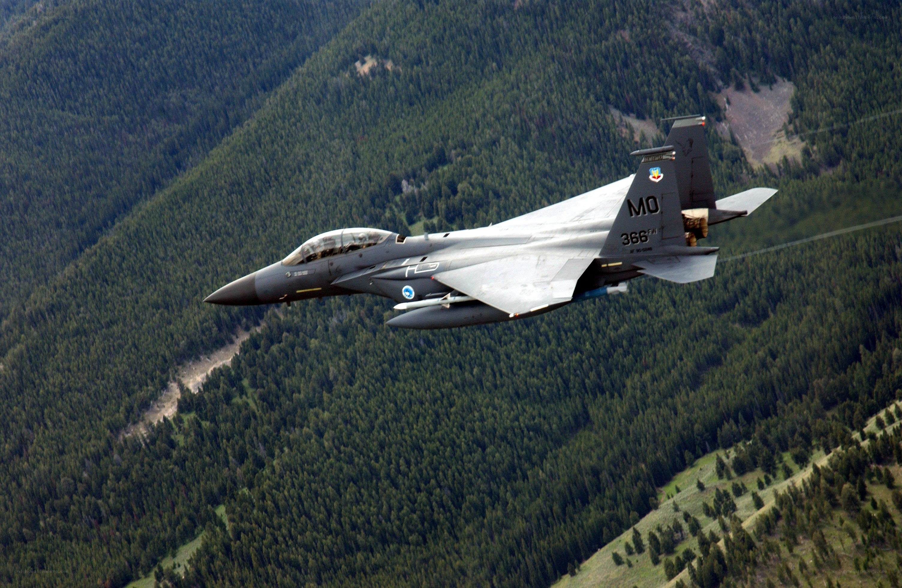 F-15 fighter jet in flight