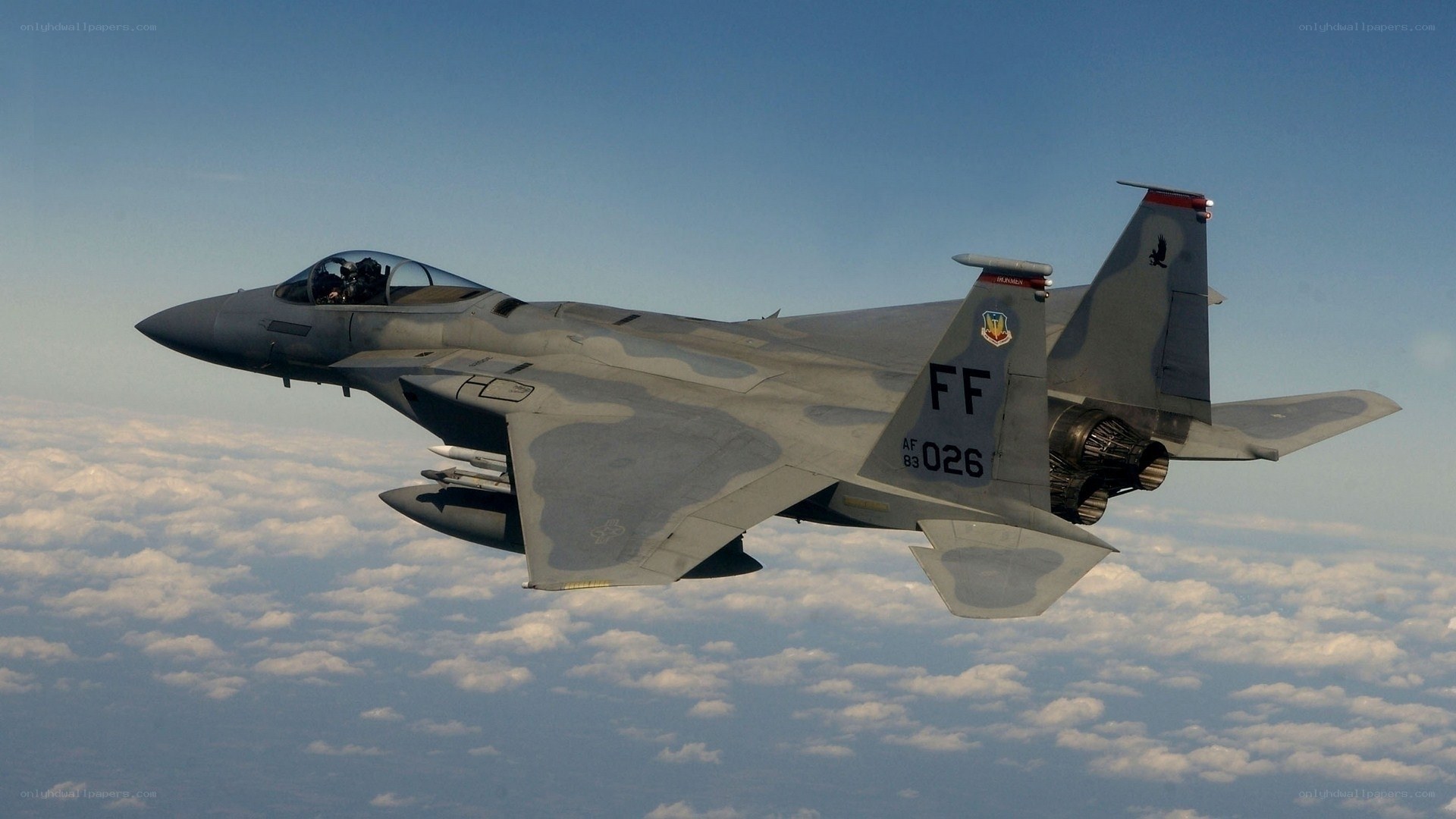 F-15 fighter jet in flight