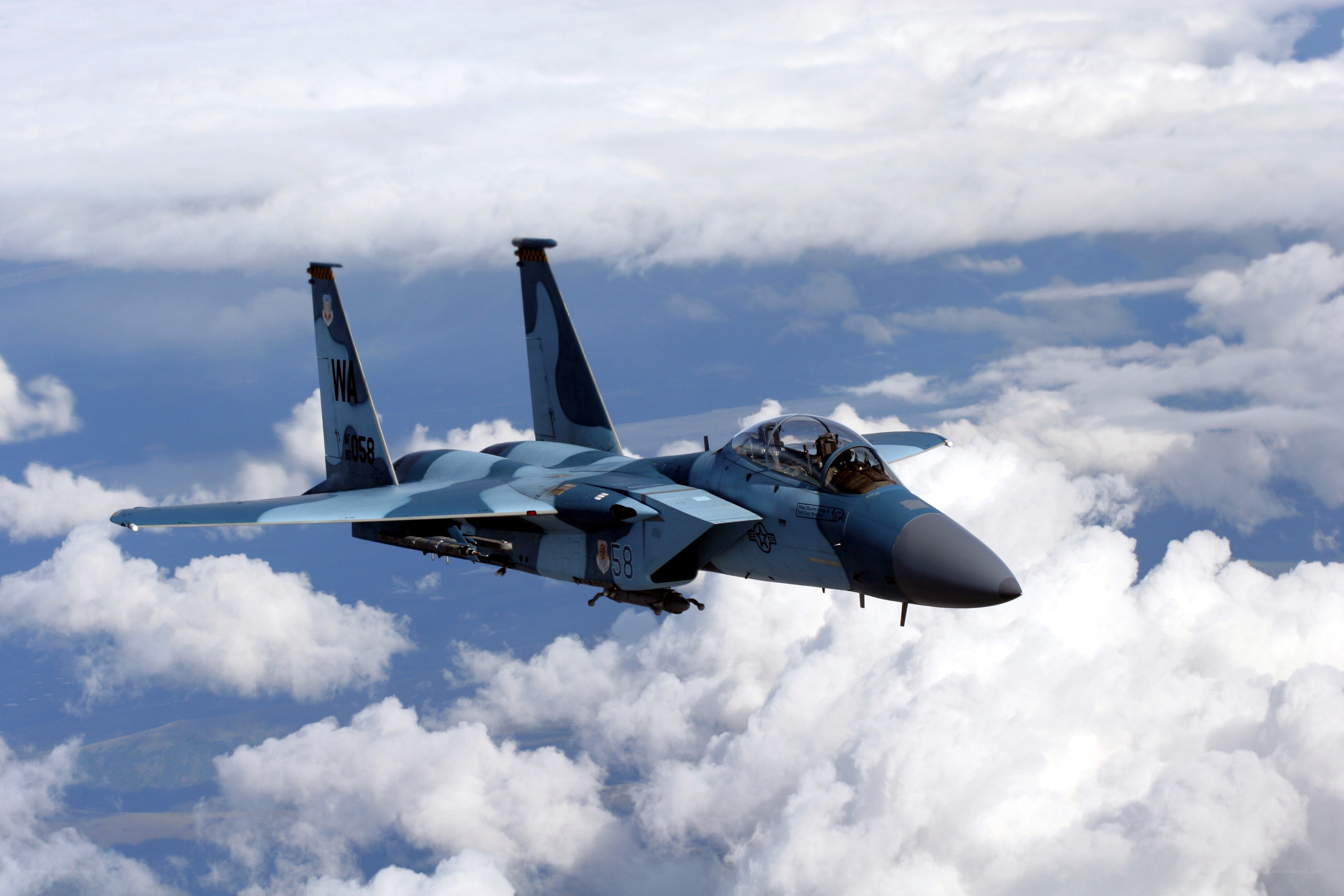 F-15 fighter jet in flight