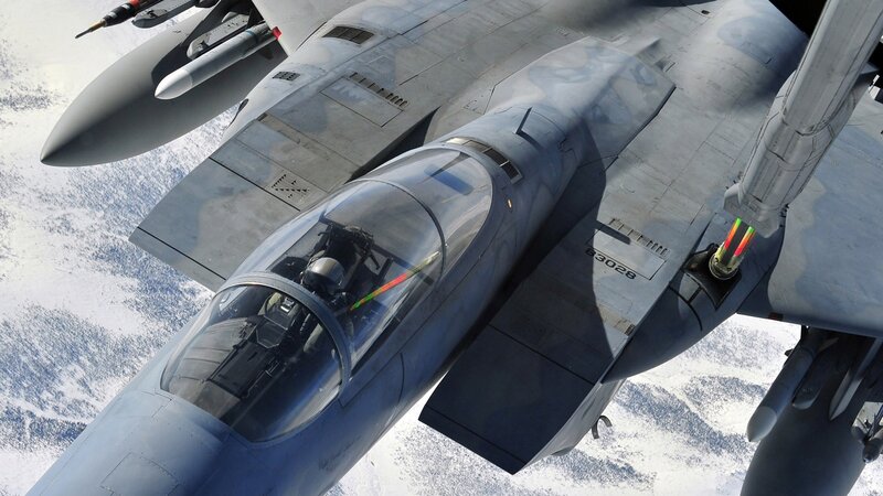 F-15 fighter jet in flight