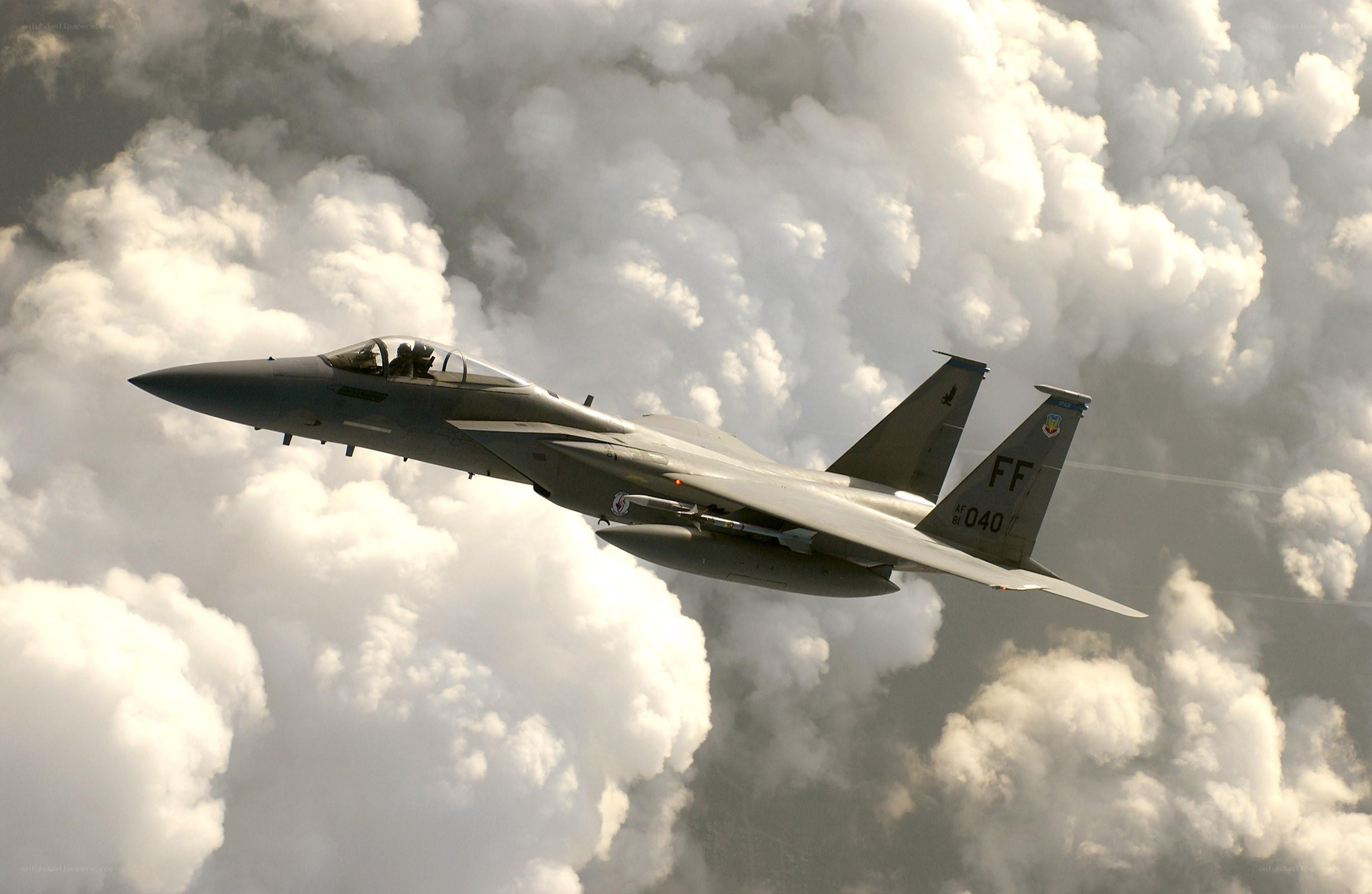 F-15 fighter jet in flight