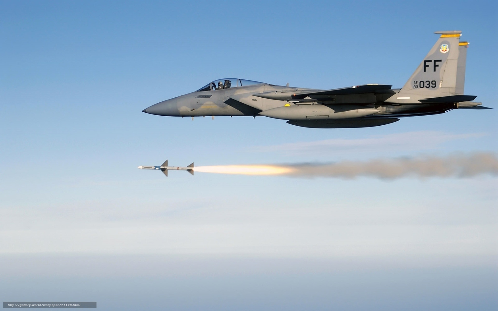 F-15 fighter jet launching missile