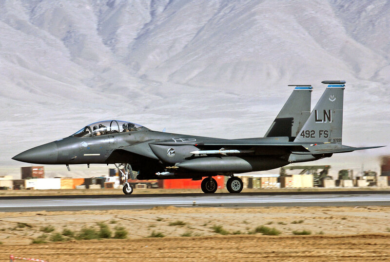 F-15 fighter jet on runway