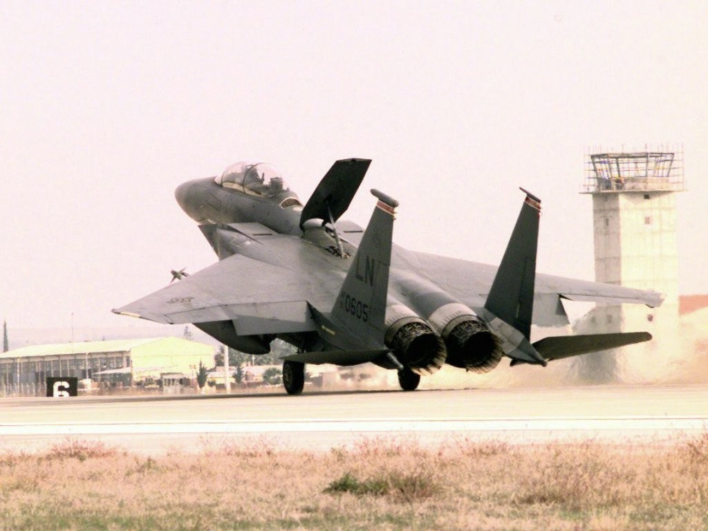 F-15 fighter jet on runway