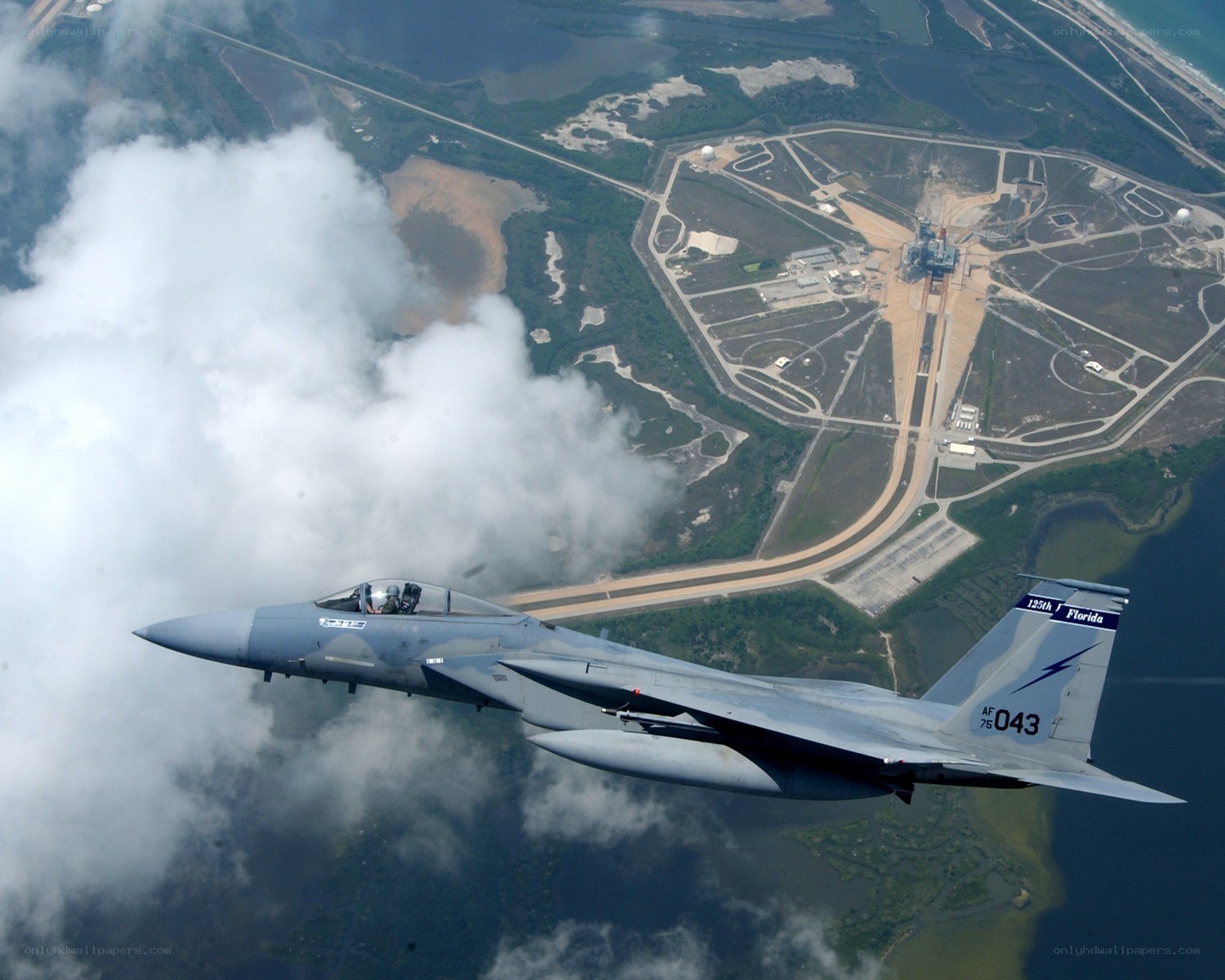 F-15 fighter jet over Florida