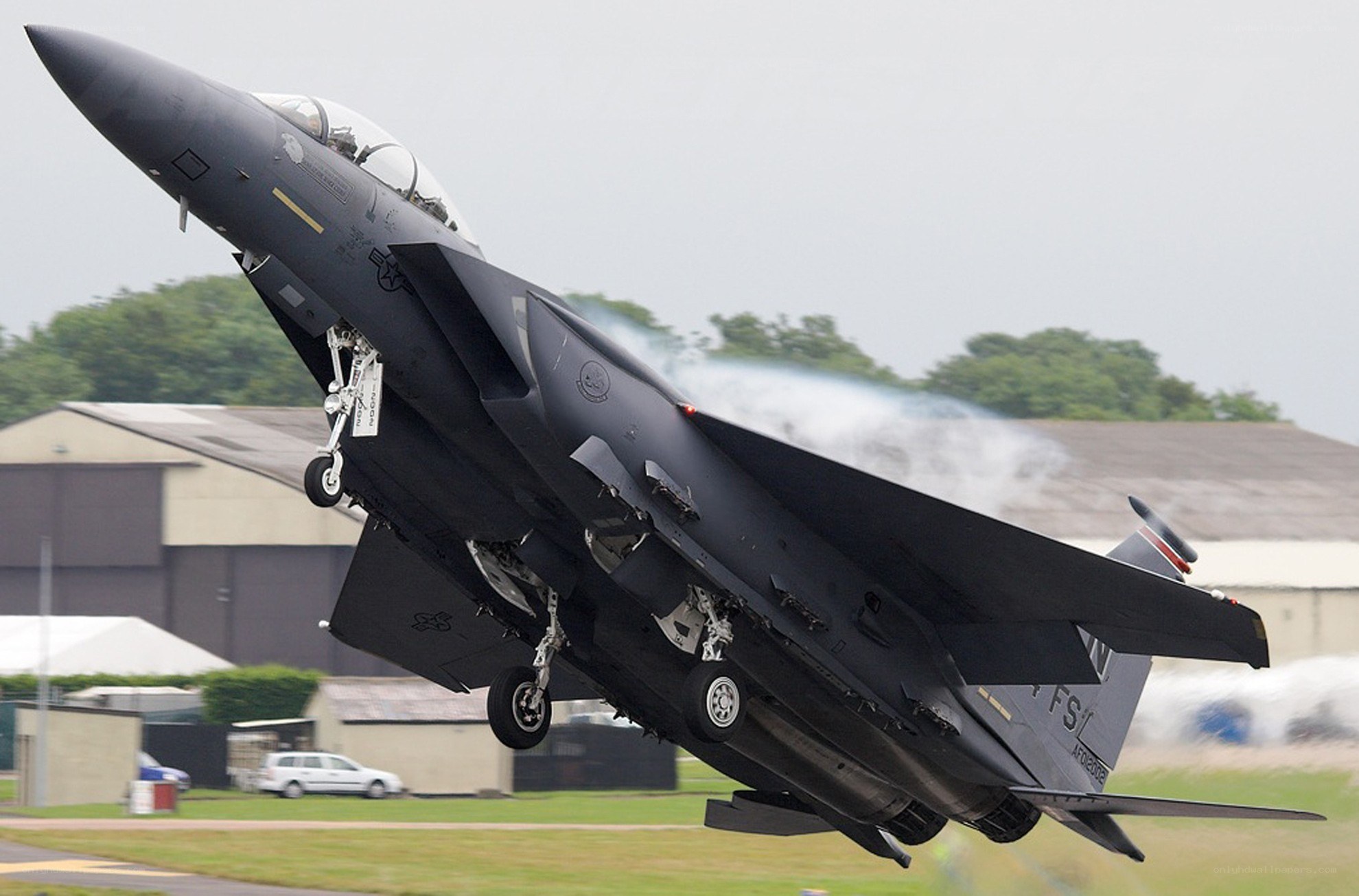 F-15 fighter jet taking off