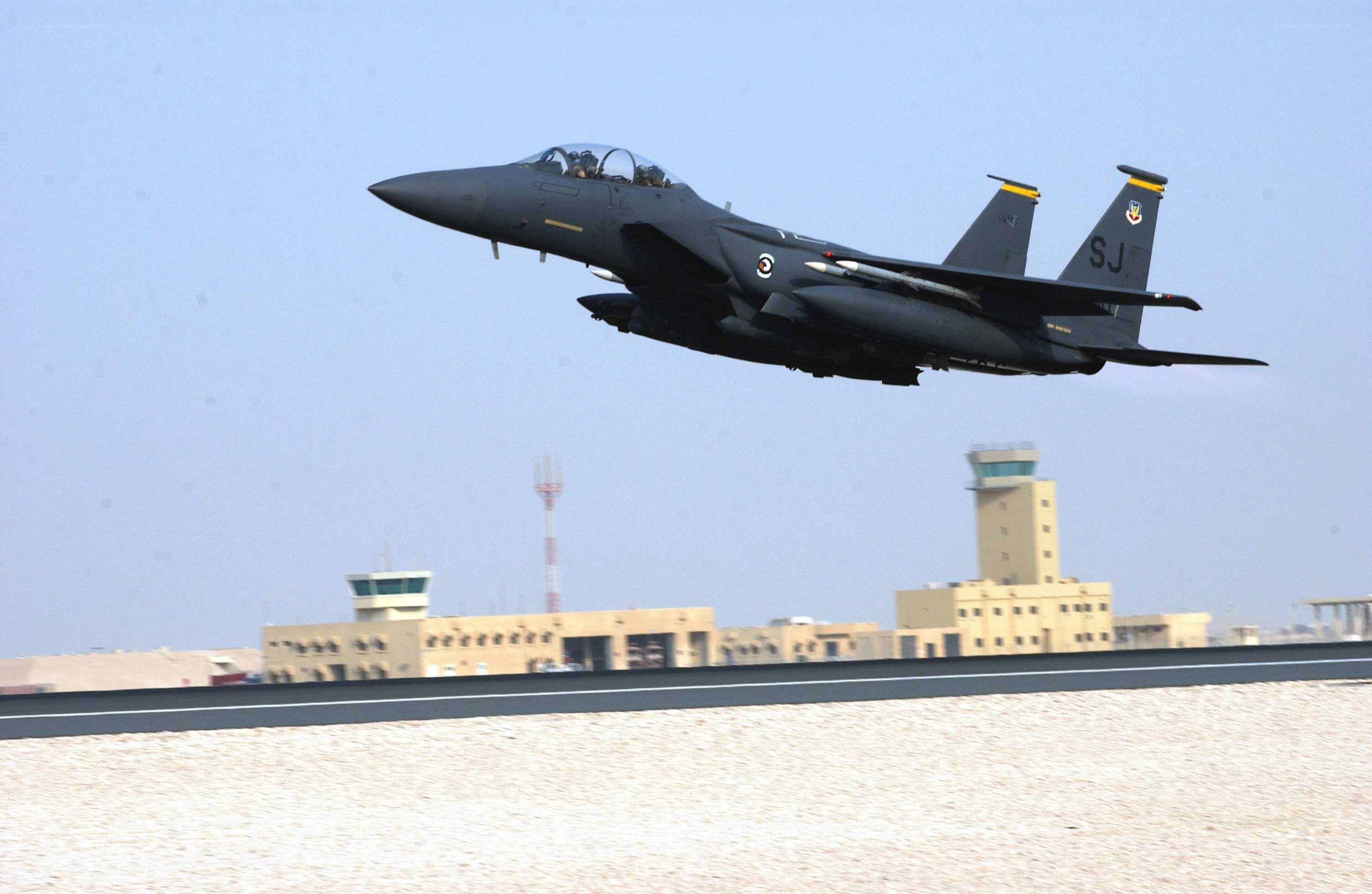 F-15 fighter jet taking off
