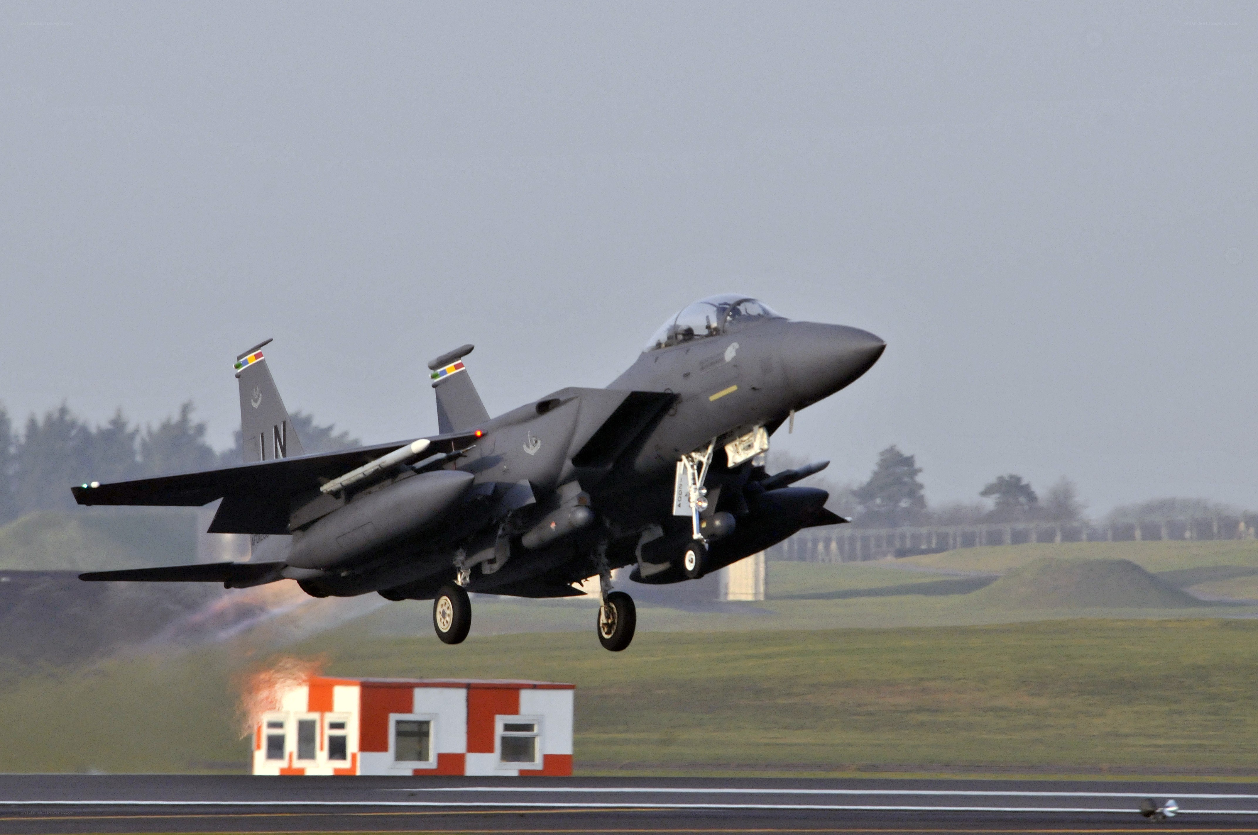 F-15 fighter jet taking off