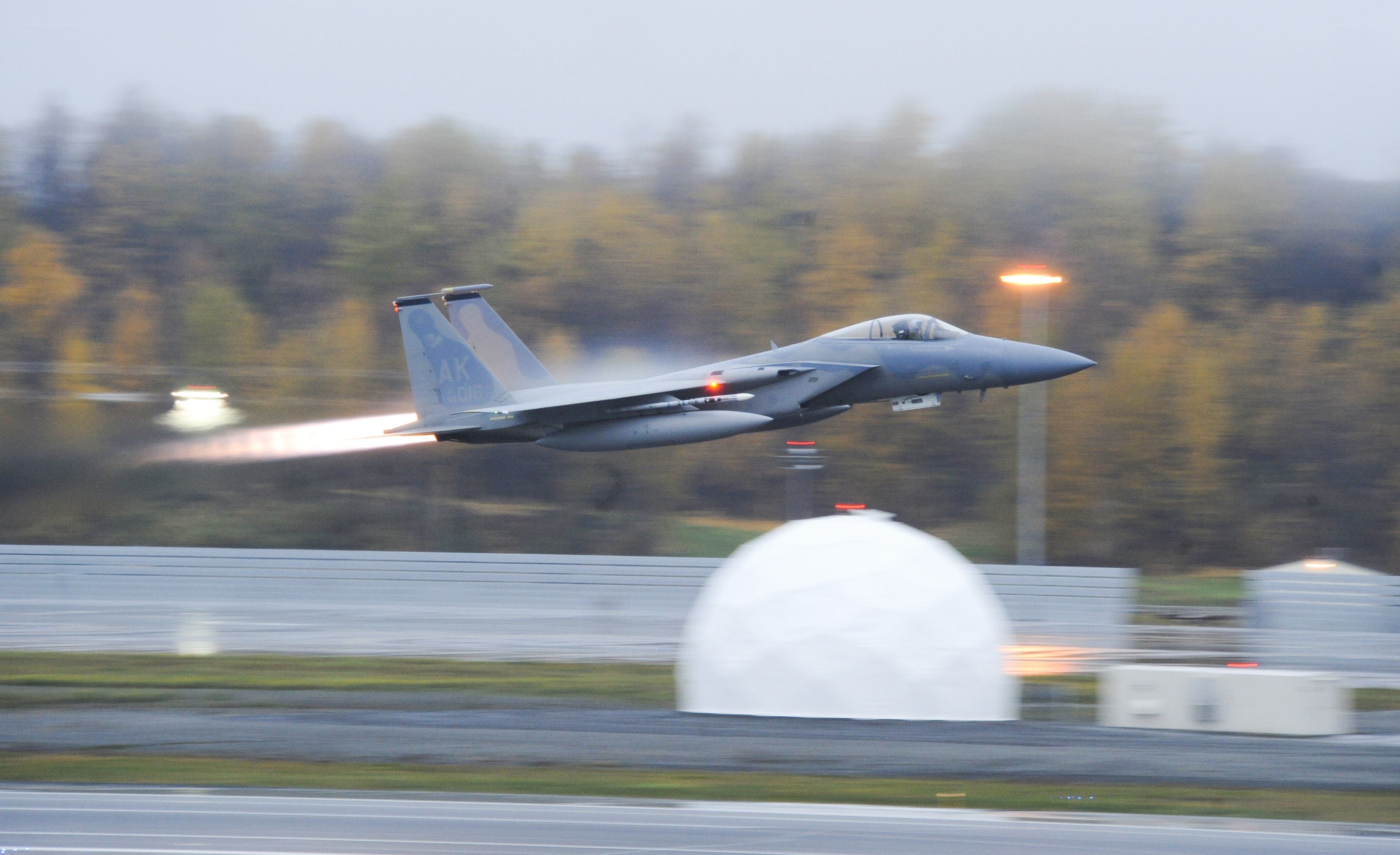 F-15 fighter jet taking off