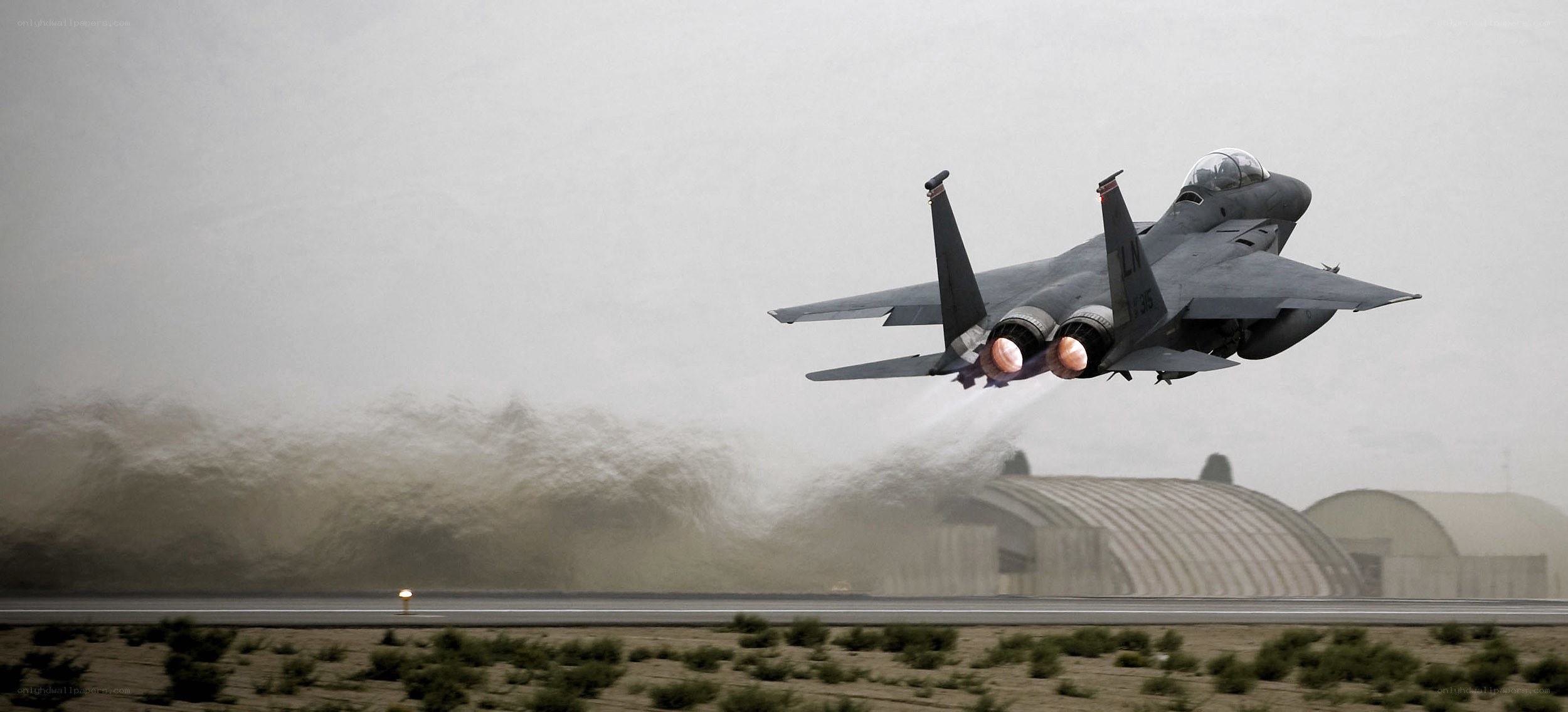 F-15 fighter jet taking off