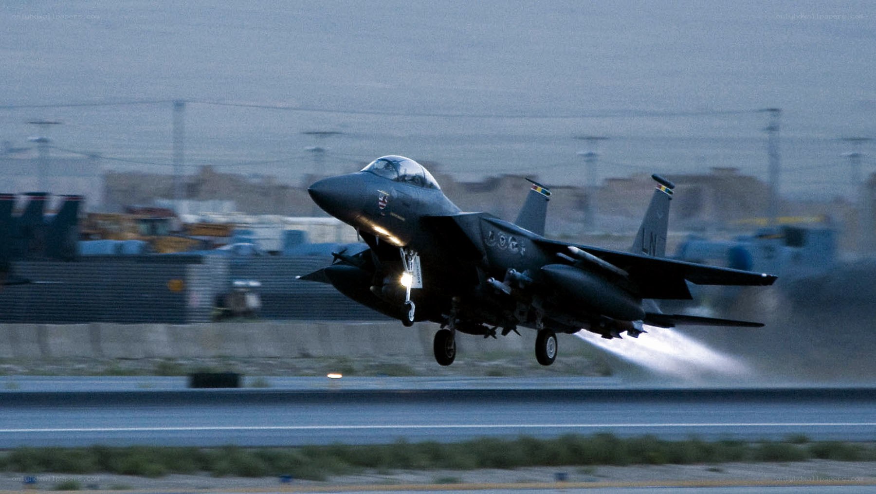 F-15 fighter jet taking off