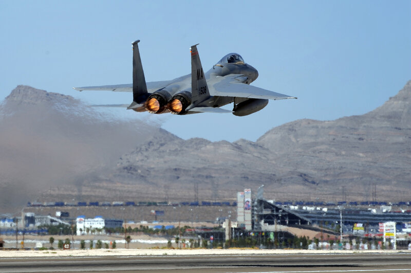 F-15 fighter jet taking off