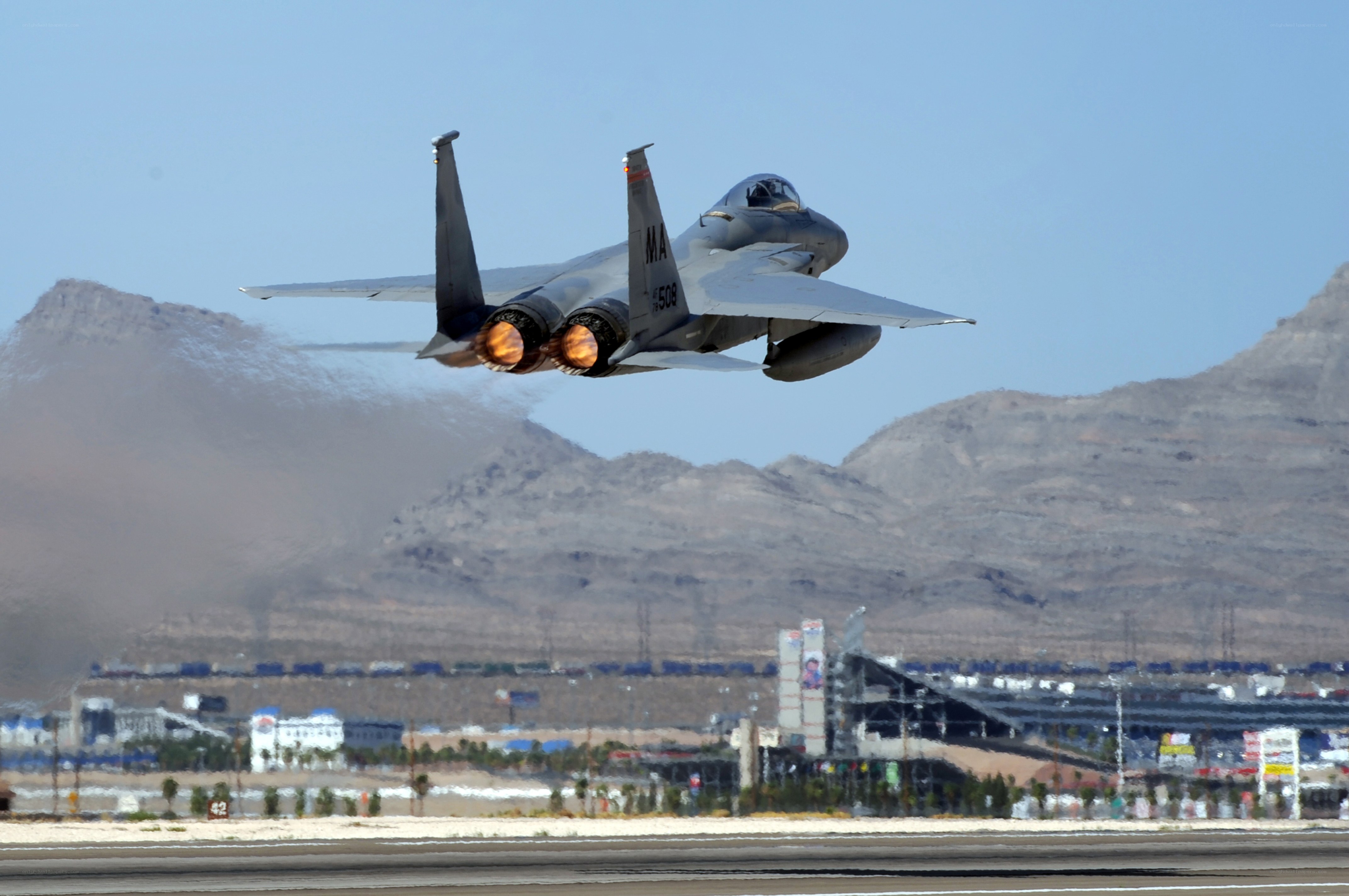 F-15 fighter jet taking off