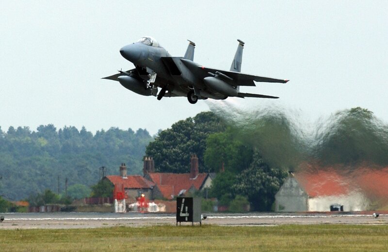 F-15 fighter jet taking off
