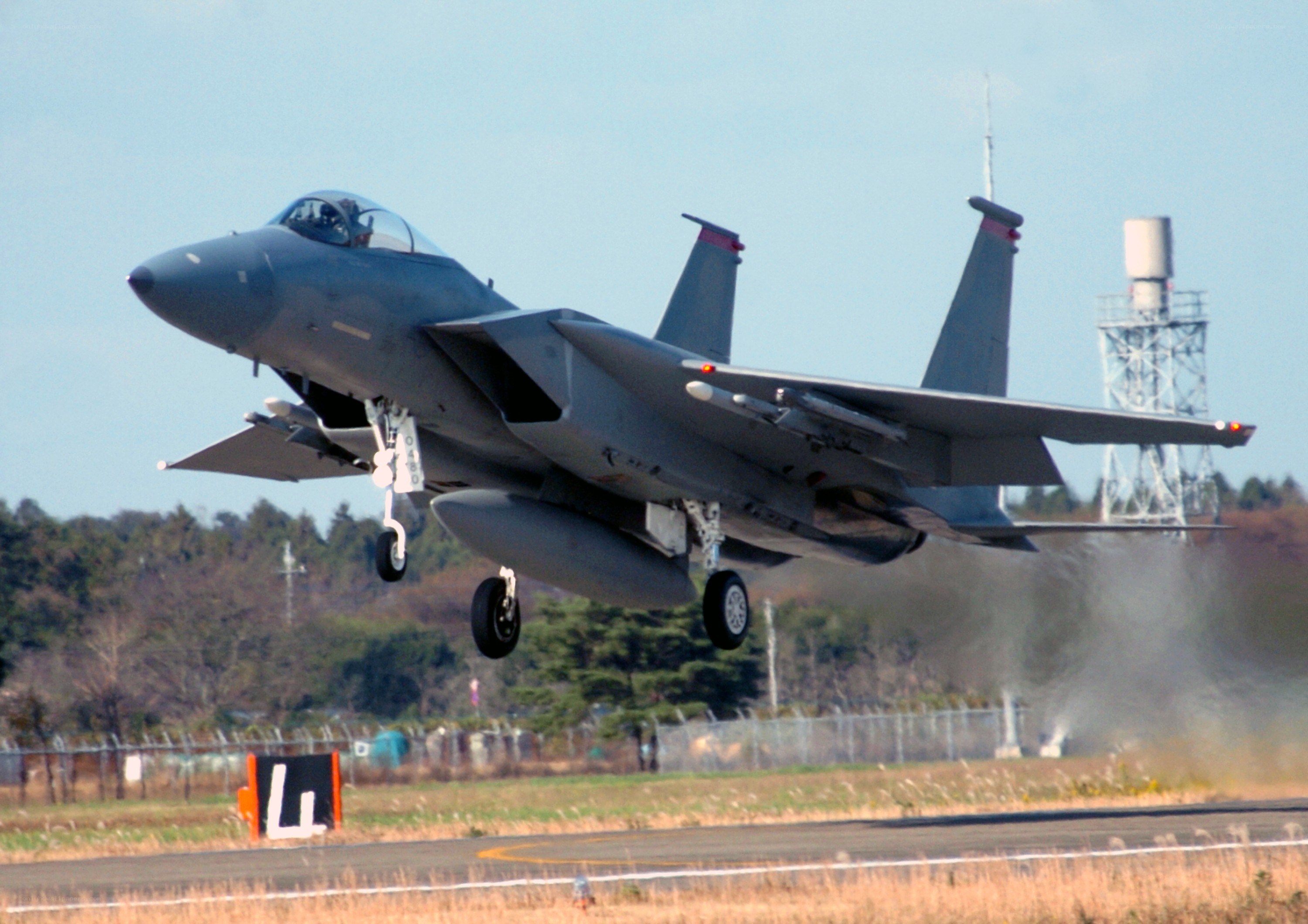 F-15 fighter jet taking off